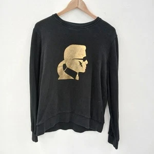 Karl Lagerfeld Jumper Womens Size L Black 100% Cotton Designer RMF03-CAP - Picture 1 of 6
