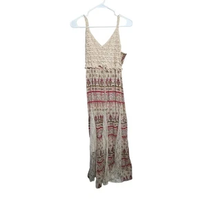 J Glee Dress Women's Medium Lace Lined Cottage Boho Maxi Crochet Smocked - Picture 1 of 8