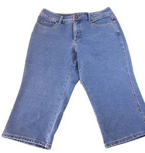 Coldwater Creek Women's 12P Capri Denim Jeans 32x18 Stretch Slit Hem Med Wash - Picture 1 of 10
