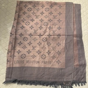 Louis Vuitton Scarf Stole Shawl Pashmina Pink Gray Monogram 70” X 27” - Picture 1 of 7