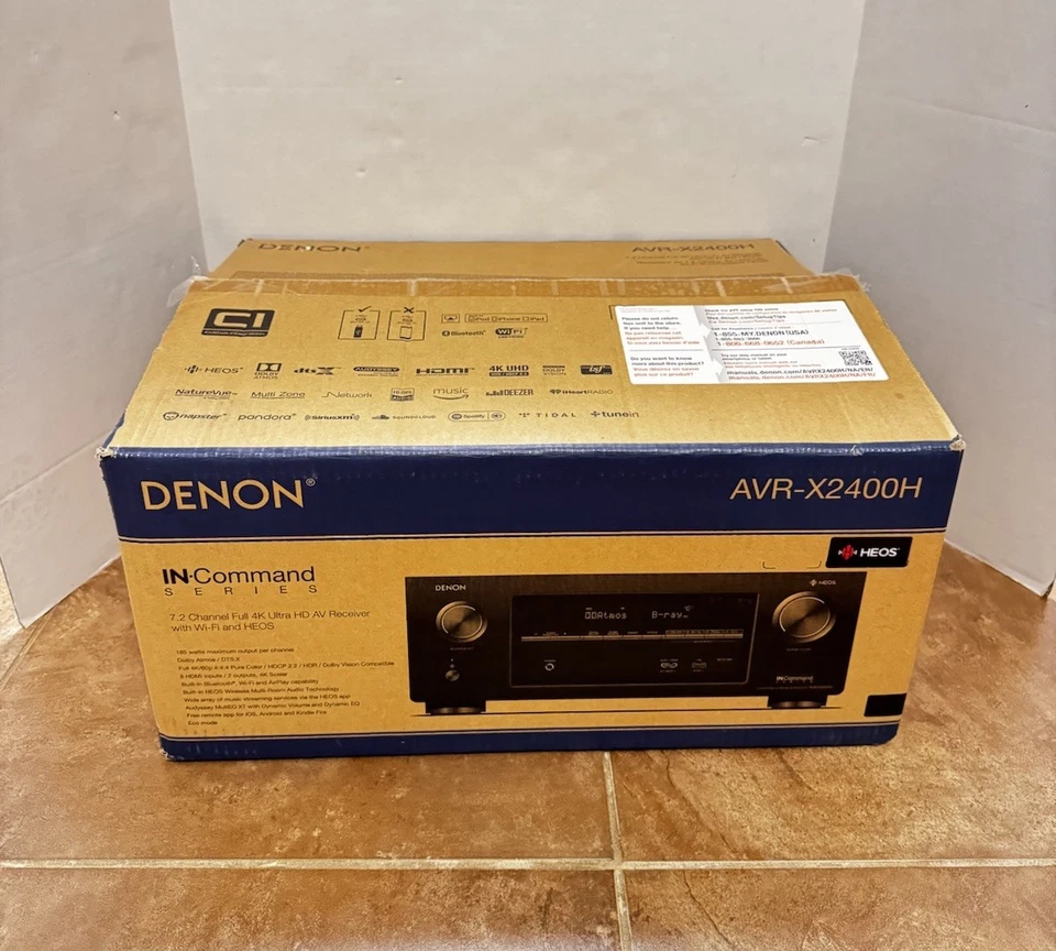 Denon AVR-X2400H 7.2 Ch 4K AV Receiver w/ HEOS® Built-in Bluetooth Wifi Comp New - Image 1 of 4