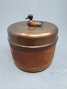 Vintage McDONALD DUK-IT Leder auf Kupfer Tabak Humidor mit Stockentengriff MCM - Bild 1 von 11