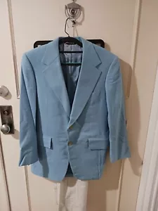 American Craftsmen 100% Cashmere Blue Mens Jacket Pants Suit M Vintage Saks 5th - Picture 1 of 12