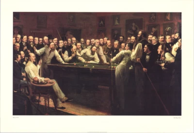 Mesa de billar Men at The Billar Room Henry ONeal 39x27 pulgadas Foto 1 de 4