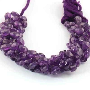 1 Strand Amethyst Faceted Briolettes -Oval Shape Briolettes - 6mmx6mm-13mmx10mm - Picture 1 of 3