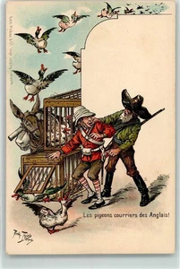 13464859 - Les pigeons courriers des Anglais - Englische Tauben - Karikatur - Bild 1 von 2