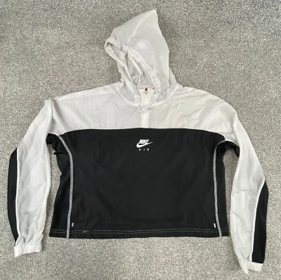 Nike Air Windbreaker Men's M Hooded 1/4 Zip Lightweight Mesh Lined Black White - Image 1 of 4