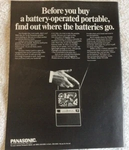 Panasonic Portable Battery Operated TV Vintage Print Ad 1968 - Imagen 1 de 5