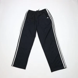 Vintage 90s Y2K Adidas Womens Medium Spell Out Flared Wide Leg Knit Pants Black - Picture 1 of 14