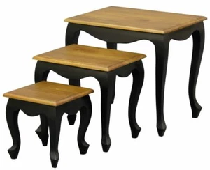 Nest of Tables, Queen Ann,Timber, Nest of 3 Tables, Black Caramel. - Picture 1 of 2