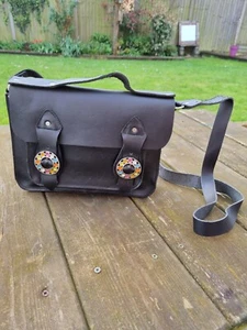 Handmade Rustic Black Leather Satchel Bag Shoulder Handbag Casual Briefcase RS2 - Picture 1 of 10