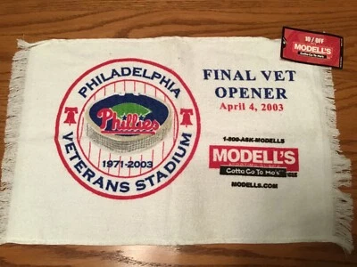 Philadelphia Phillies Final Vet Opener Rally Toalla 4/3/03~nuevo con etiqueta~envío QK Foto 1 de 3
