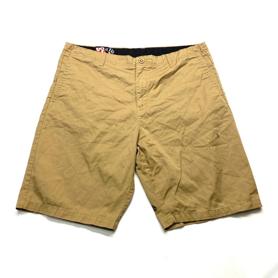 Volcom Embrace Change Chino Shorts Men's 40 Brown Cotton Slash Pockets Zip Fly - Image 1 of 4
