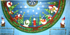 2, 60 INCH WIDE NORTH POLE CHRISTMAS TREE SKIRT PANELS - 100% COTTON FABRIC - Picture 1 of 5