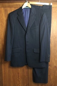 Ted Baker Elevated Suit 36S Jacket/30S Trouser Navy Blue Pin Stripe Wool Blend - Picture 1 of 24