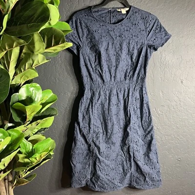 Vestido BROOKS BROTHERS Rojo Vellón Bordado Ojales Azul Marino Algodón Talla 2 Cremallera Foto 1 de 4