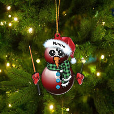 Personalized Billiard Snowman Ornament, Funny Billiard Snowman Xmas Car Ornament