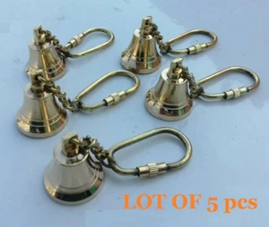 Lot of 5 Nautical Solid Marine Vintage Bell Key Chain Nautical bell key chain - Picture 1 of 8