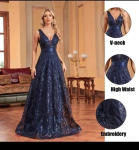 Blue Sequined Mermaid Gown - Picture 1 of 7