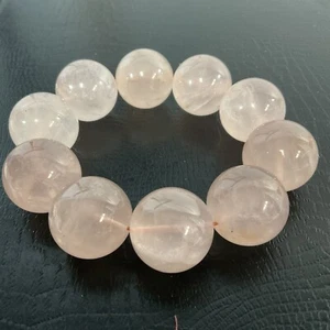 Rose Quartz Round Elastic Bracelet With Ten 75” Polished 6.5” Size GnuFashion - Picture 1 of 10