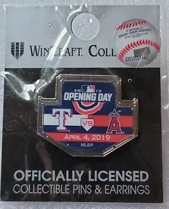 Los Angeles Angels VS Texas Rangers 4/4/19 Game MLB OPENING DAY GAME DAY PIN - Picture 1 of 4