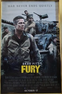 "FURY" Double-Sided DS Theatrical Cast Movie Poster 27x40 Brad Pitt Logan Lerman - Picture 1 of 2
