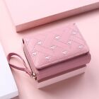 Embroidered Tri-fold PU Leather Wallet Short Wallet Coin Purses Card Holder