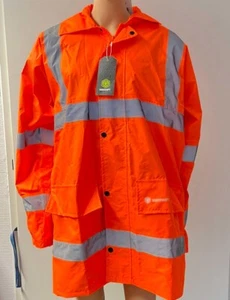 Herren Signalfarbe Leicht Parka Lange Jacke Wasserdicht Sicherheit Sommer Jacke - Bild 1 von 2