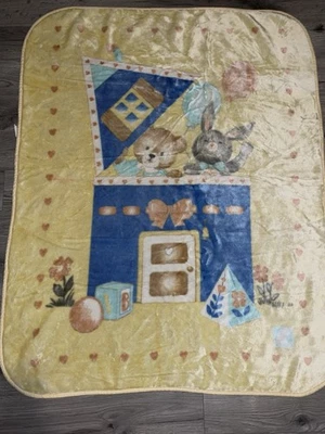 Manta Globos Oso Novatex Vintage RARA Manta Conejito 52 X 41 Foto 1 de 4