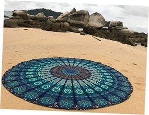 Mandala Round Beach Tapestry Hippie/Boho Beach Blanket Roundie/Indian Cotton - Picture 1 of 7
