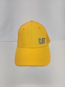 NEW CAT TRUCKER CATERPILLAR MESH CAP SNAPBACK HAT YELLOW AND GREY NWT - Picture 1 of 8