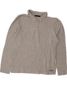 CALVIN KLEIN Boys Long Sleeve Polo Shirt 15-16 Years XL Grey Cotton DH09 - Picture 1 of 3
