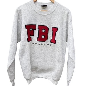 FBI Academy Vintage 90s embroidered crewneck sweatshirt gray red Size Medium - Picture 1 of 5