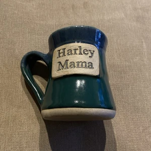 Taza/taza de café de gres Harley Mama 18 oz azul y verde envío gratuito - Imagen 1 de 4