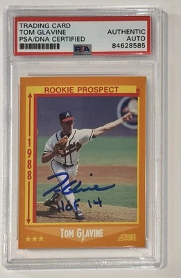 Tom Glavine Autograph Signed 1988 Score Rookie Card HOF 14 - PSA/DNA - Image 1 of 2