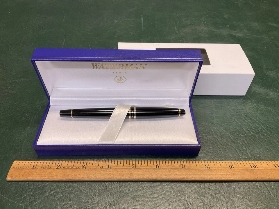 Pluma Estilográfica Waterman Phileas Negra y Dorada en Caja Original ~ Francia Foto 1 de 4