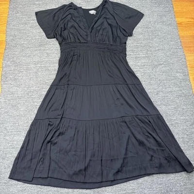 Anthropologie Somerset Satin Maxi Dress Women 3X Plus Silky Flowy Black Tiered - Image 1 of 4