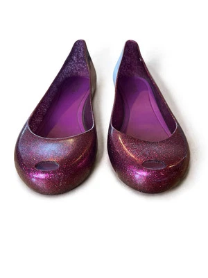 Melissa Ultra Girl Glitter Ballet Flats Violet Pink Size 6 Rubber Slip On Shoes - Image 1 of 4