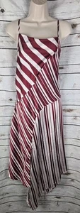 Anthropologie Strappy Backless Slip Dress S Wine Striped NEW Wine Cowl Womens - Picture 1 of 10
