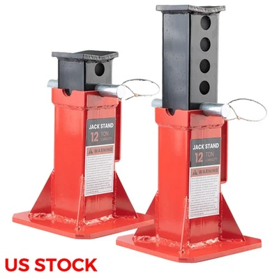 12 Ton Capacity Jack Stand w/ Lock Heavy Duty Pin Type Professional Car 1 Pair - Image 1 of 4