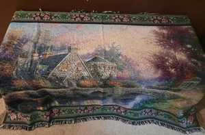 Thomas Kinkade Tapestry Throw Blanket NWT 100% Cotton 64"x42" - Picture 1 of 7