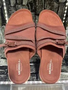 MERRELL REDWOOD SELECT GRIP MEMORY FOAM SANDALS SLIDES CORAL WOMEN 8 1118 J90544 - Picture 1 of 12