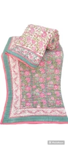 100% Baumwolle Indisch Gesteppt Razai Quilt Tagesdecke Überwurf Winterdecke T... - Bild 1 von 1