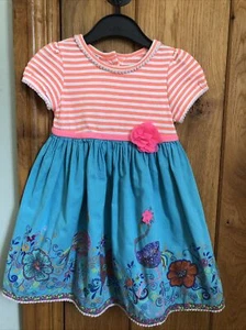 Gorgeous Baby Girls Monsoon Summer Occasion Dress Bird Print Age 6-12 Months - Picture 1 of 12