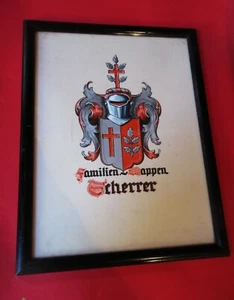 Vintage Picture Frame - Coat of Arms FAMILY SCHERRER SHELLAC black ART DECO - Picture 1 of 4