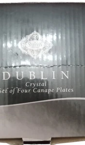 Godinger Dublin Crystal Shannon Glass Canapé  Plates Set of 4 New in Box  - Picture 1 of 6