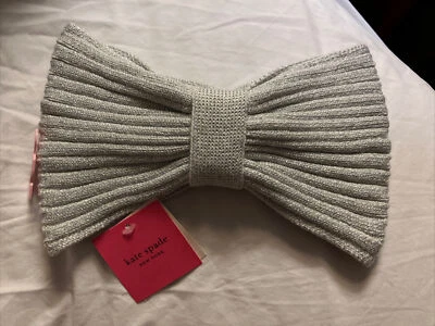 Kate Spade New York Gray/Silver Bow Headband Reversible NWT - Image 1 of 4