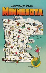 C1970s Greetings from Minnesota, Map, Unposted, Excellent Condition a410 - Picture 1 of 2