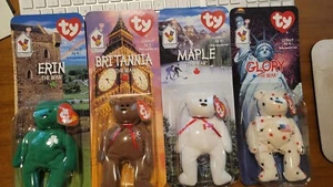 Ty Beanie Babies Britannia, Erin, Glory, Maple The Bear McDonalds Set de 4-1999 - Imagen 1 de 2