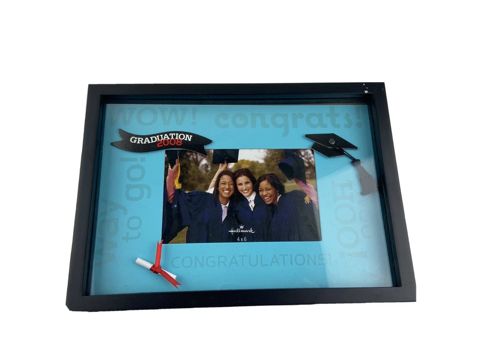 Marco de fotos de 10,5 pulgadas por 7,5 pulgadas marco de graduación 2008 caja de sombra artesanía negro Foto 1 de 4